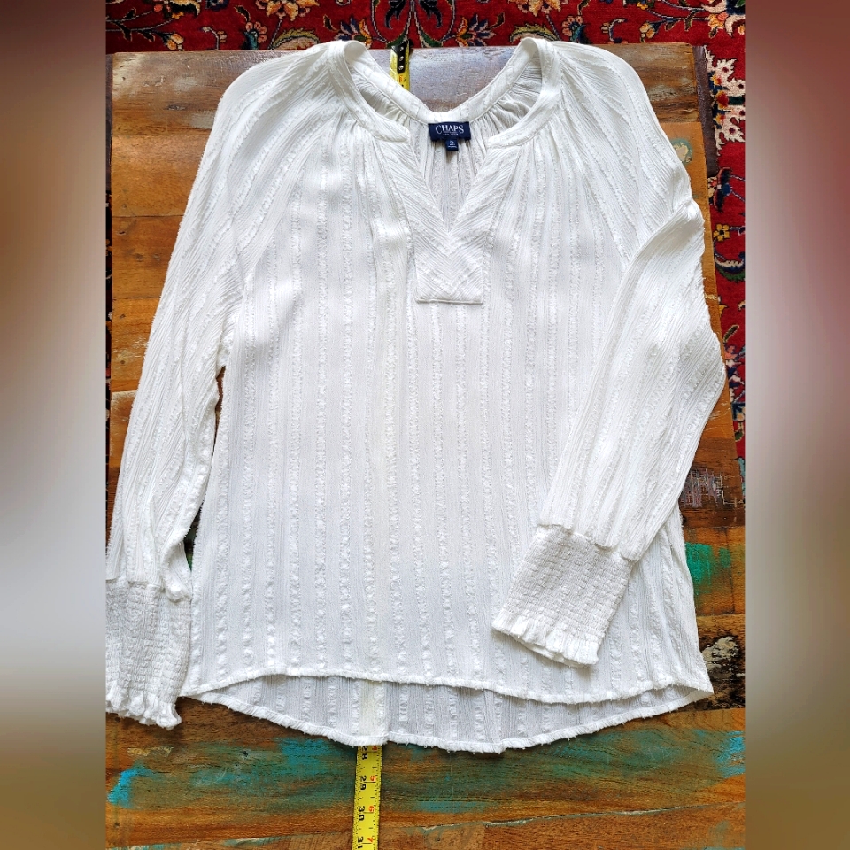 Chaps White Longsleeve Blouse Xl